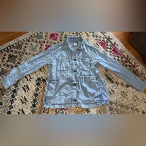 Light Blue Button-Front Utility Jacket GAP